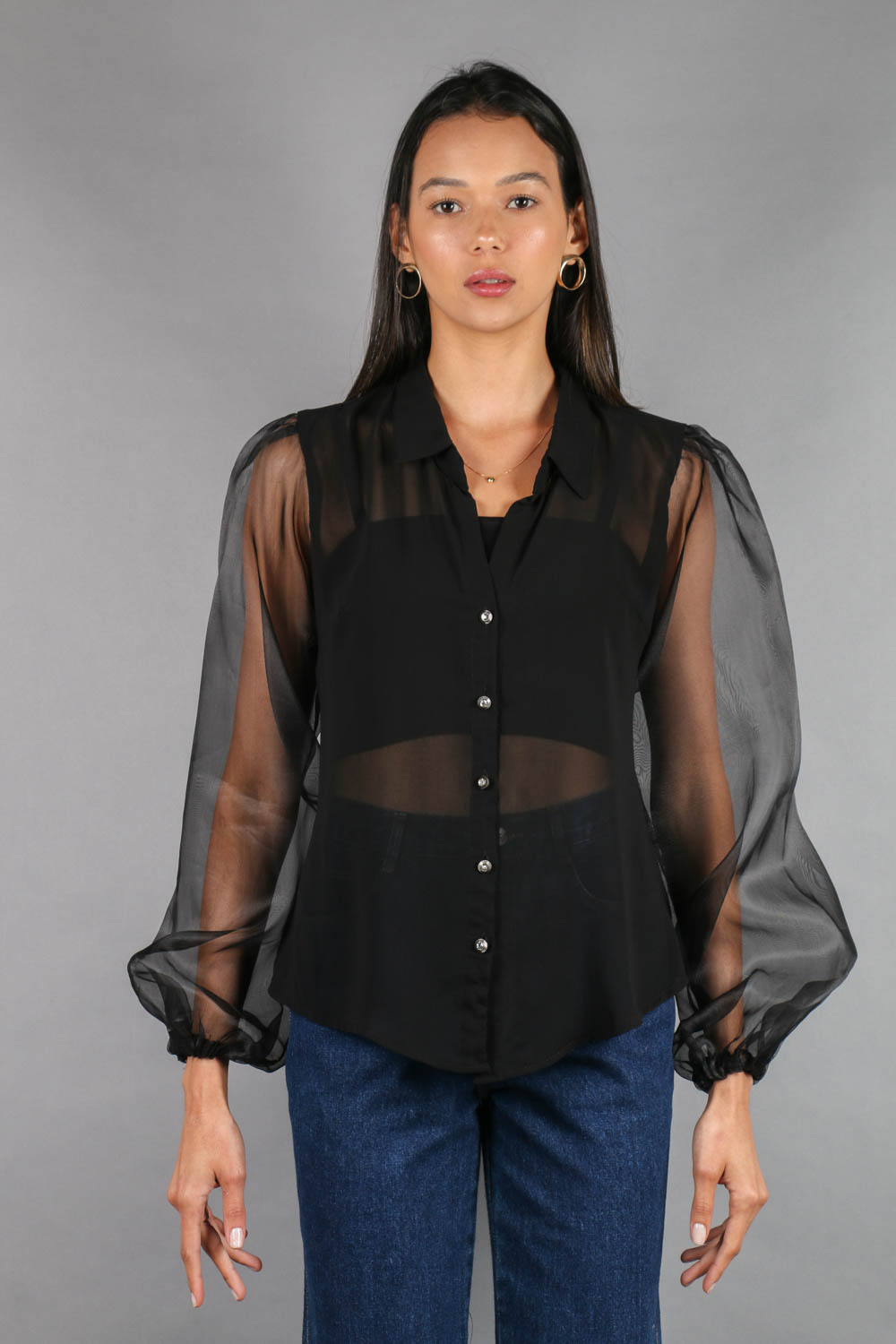 Sheer Organza Shirt - Black